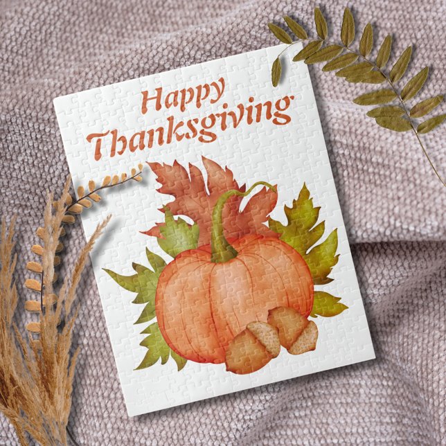 Quebra-cabeça Feliz Dia de Ação de Graças do outono Rustic Pumpk (Criador carregado)