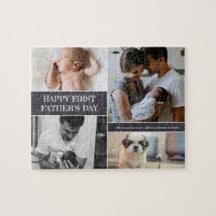 Quebra-cabeça Feliz família de colagem fotográfica do primeiro