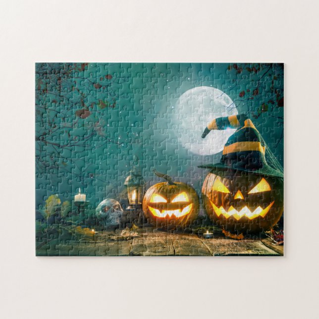 Quebra-cabeça Feliz Halloween Art Engraçado Jack O Lanterna Hall (Horizontal)