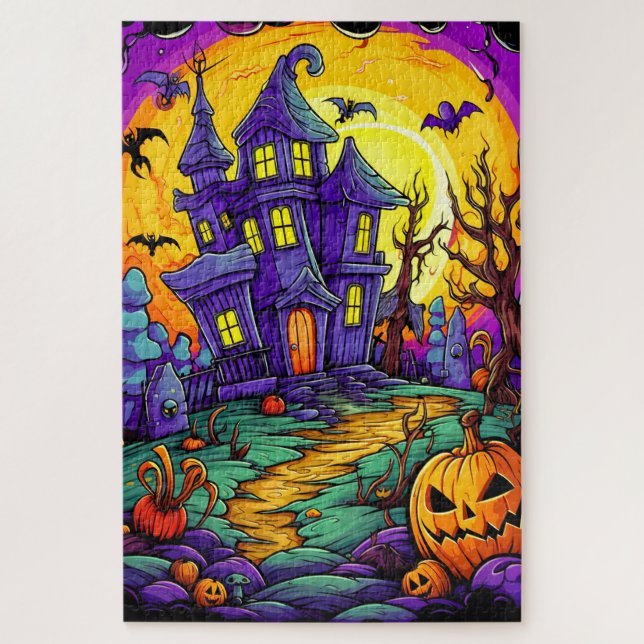 Quebra-cabeça Feliz Halloween | Casa Assombrada (Vertical)