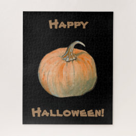 Quebra-cabeça Feliz Halloween Watercolor Pumpkin