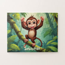 Feliz Macaco Gato Na Selva Personalizado