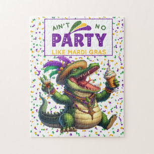 Quebra-cabeça Feliz Mardi Gras Alligator