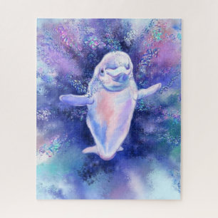 Quebra-cabeça Feliz Nadação de Baleia Beluga - Pintura Migrada