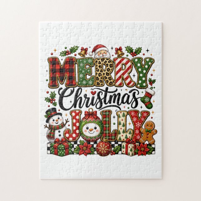 Quebra-cabeça Feliz Natal Alegre Fofo (Vertical)