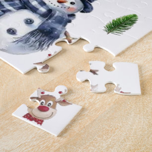 Quebra-cabeça Feliz Natal Boneco de Neve Cana de Açúcar Rena