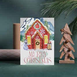 Quebra-cabeça Feliz Natal Casa Vermelha do País Montanha Neve