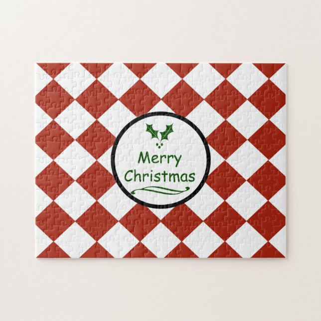 Quebra-cabeça Feliz Natal com padrão de diamante (Horizontal)