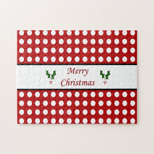 Quebra-cabeça Feliz Natal com um padrão de Bolinhas (Horizontal)