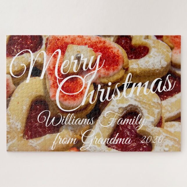 Quebra-cabeça Feliz Natal Cookies Red Photo Jig (Horizontal)