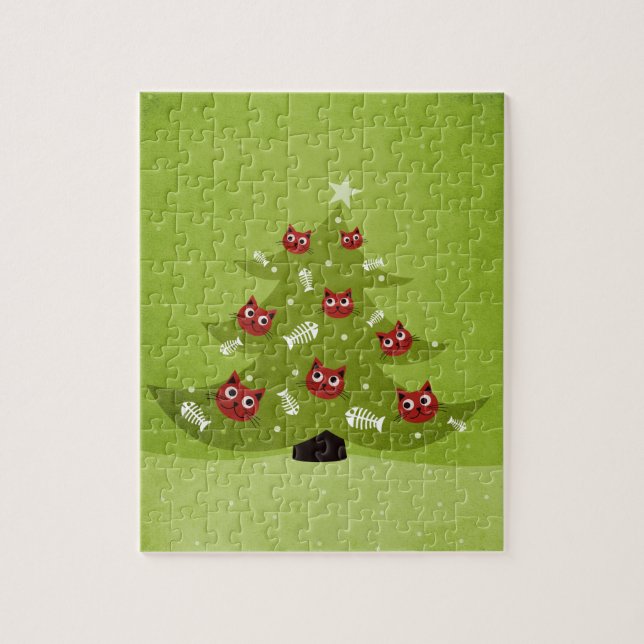 Quebra-cabeça Feliz Natal do Gato (Vertical)