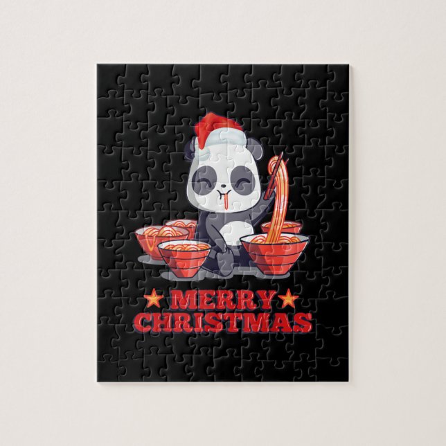 Quebra-cabeça Feliz Natal - Fingente Ramen Panda Noodles Japones (Vertical)