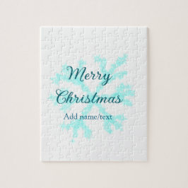 Quebra-cabeça Feliz Natal flocos de neve azuis brilhando