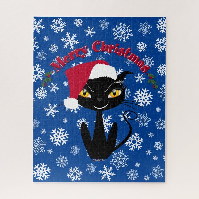 Quebra-cabeça Feliz Natal Gato (Vertical)