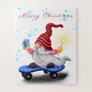 Quebra-cabeça Feliz Natal Gnomo da Patinadora com presentes