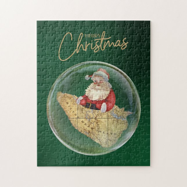 Quebra-cabeça Feliz Natal Hilton Head Island Map com Papais noei (Vertical)