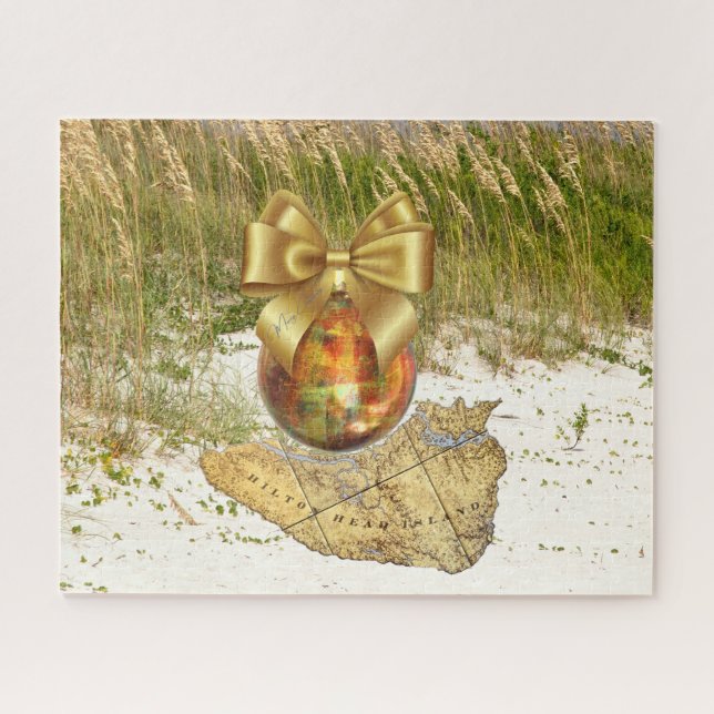 Quebra-cabeça Feliz Natal Hilton Head Island Map Dunes (Horizontal)