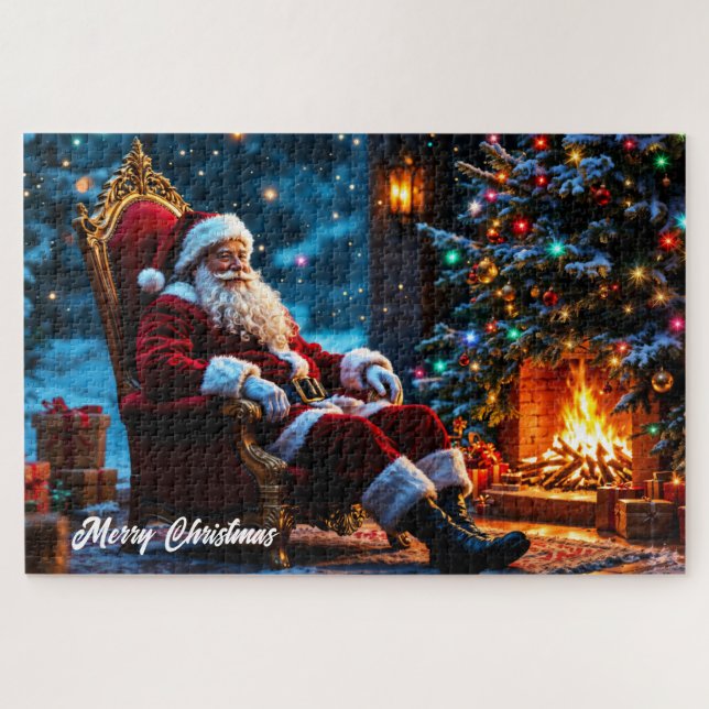 Quebra-cabeça Feliz Natal inverno Papais noeis festivos mágica (Horizontal)