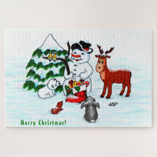 Quebra-cabeça Feliz Natal! Neve com Amigos