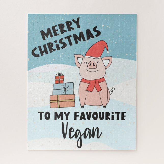 Quebra-cabeça Feliz Natal para o meu leitão vegano favorito (Vertical)