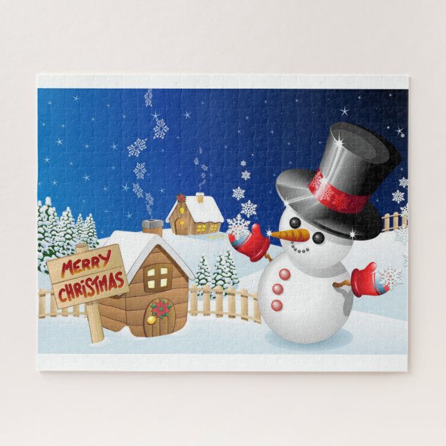 Quebra-cabeça Feliz Natal Snowman (Horizontal)