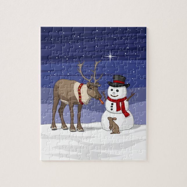 Quebra-cabeça Feliz Natal Snowman & Swete Reindeer (Vertical)