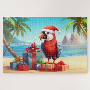 Quebra-cabeça Feliz Natal Tropical de Praia Tropical de Papagaio
