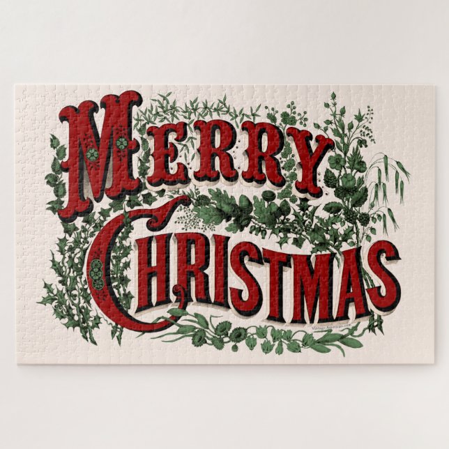 Quebra-cabeça Feliz Natal - Vermelho e Verde (Horizontal)