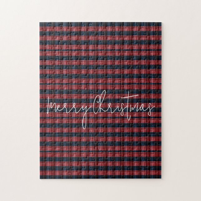 Quebra-cabeça Feliz Natal Xadrez Vermelho e Preto Clássico Vinta (Vertical)