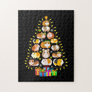 Quebra-cabeça Feliz Natal Xmas Guiné Porco Luzes de Árvore de