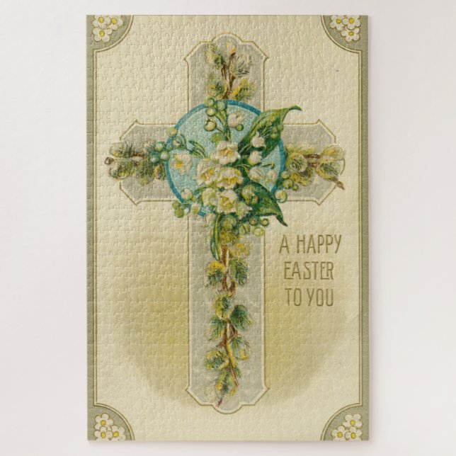 Quebra-cabeça Feliz Páscoa para Você - Cartão Postal Antigo,  (Vertical)