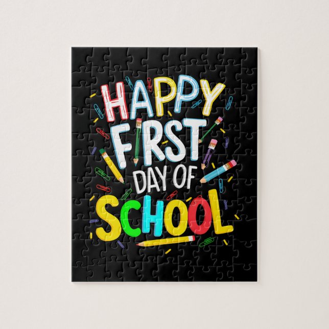 Quebra-cabeça Feliz Primeiro Dia de Volta às Aulas (Vertical)