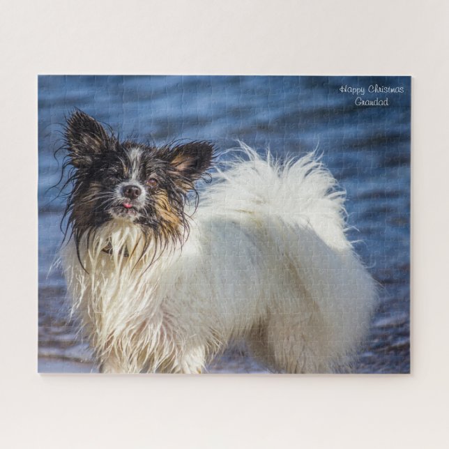 Quebra-cabeça Feliz vovô de Natal. (Horizontal)