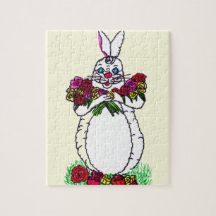 QUEBRA-CABEÇA FELZ PASCOA BUNNY COM ROSAS
