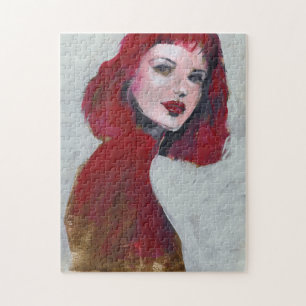 Quebra-cabeça Fem Retrato - Vermelho