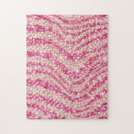 Quebra-cabeça Feminino Rosa Bege Brilho Zebra Padrão