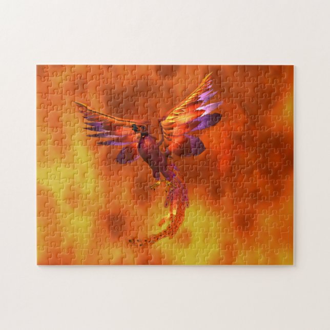 Quebra-cabeça Fênix Colorida Voando Contra um Fundo Fiel (Horizontal)