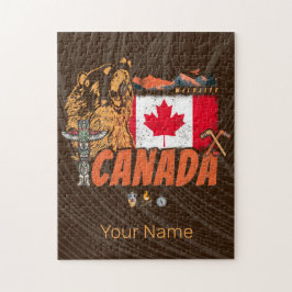 Quebra-cabeça Feriado De Bandeira E Urso Grizzly No Canadá
