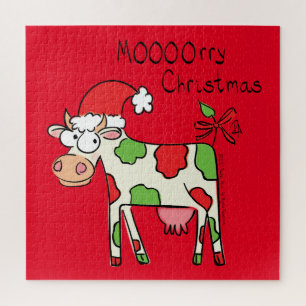 Quebra-cabeça Feriado de Natal do Cartoon Engraçado de Vaca
