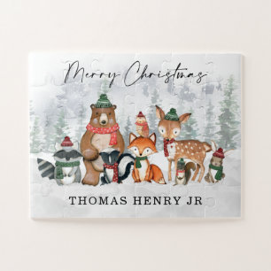 Quebra-cabeça Feriado de Natal para Animais da Floresta de inver