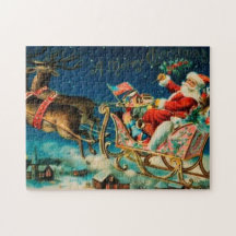 Feriado de Natal Vintage Santa Claus Sleigh