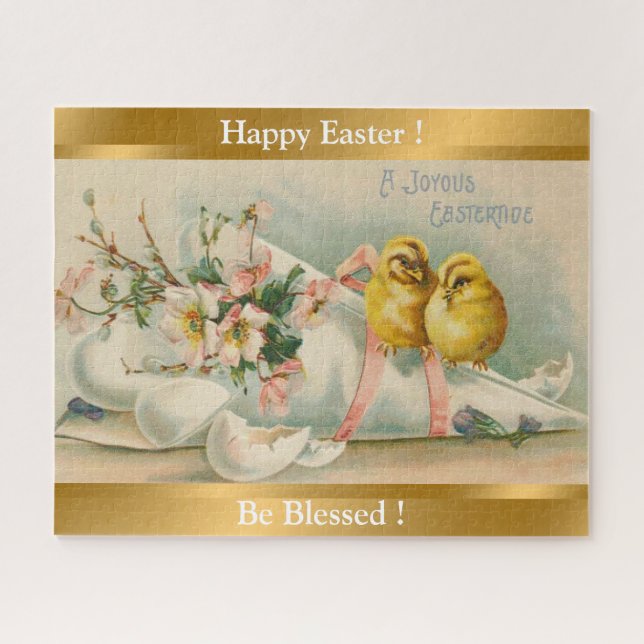 Quebra-cabeça Feriado de Páscoa de Galinhas Vintage (Horizontal)