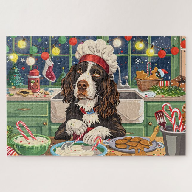 Quebra-cabeça Feriado Inglês Springer Spaniel Baking: Festivo (Horizontal)