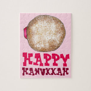 Quebra-cabeça Feriado Judaico da Rosquinha Doughnut Happy Hanukk