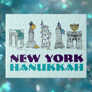 Quebra-cabeça Feriado Judaico em Nova Iorque Hanukkah Chanukah N
