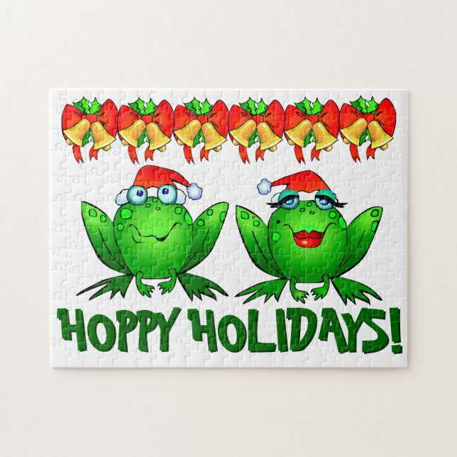 Quebra-cabeça Férias Alegres Cartoonos de Natal Sapos Sininhos L (Horizontal)
