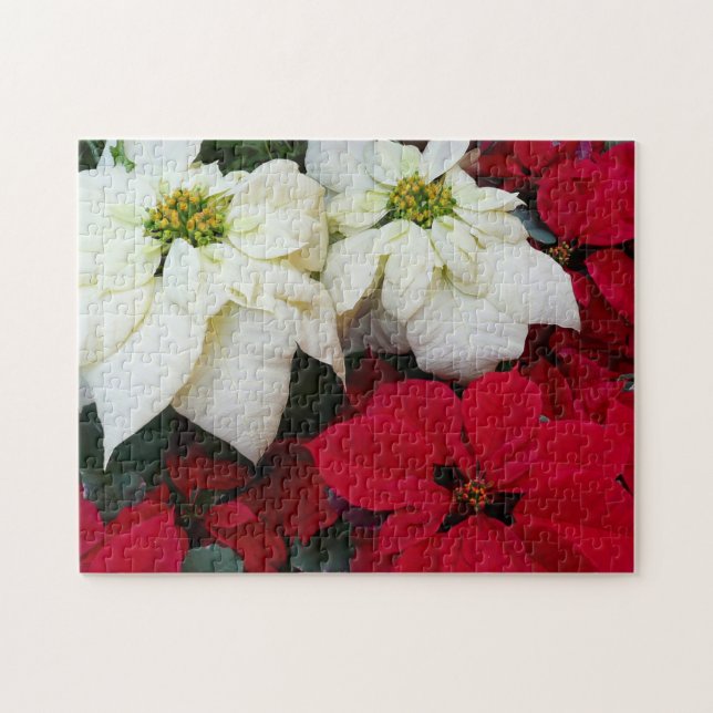Quebra-cabeça Férias de Natal White e Red Poinsettias II (Horizontal)