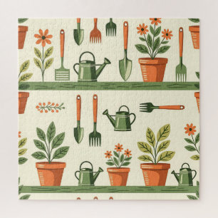 Quebra-cabeça Ferramentas de Jardinagem Fofas Padrão Floral Acon
