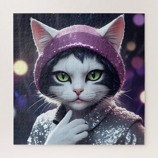 Quebra-cabeça Festa de feliz ano novo - Gato em Disguise (Vertical)