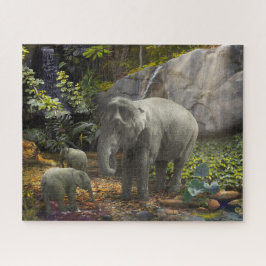 Quebra-cabeça FESTA DE FLORESTA DA Família Elefante